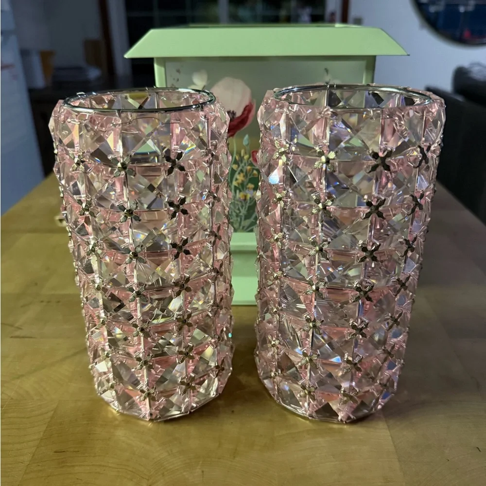 Valerie Parr Hill - Elegant Pink/Silver Crystal Lanterns with Fairy Lights - Picture 1 of 5